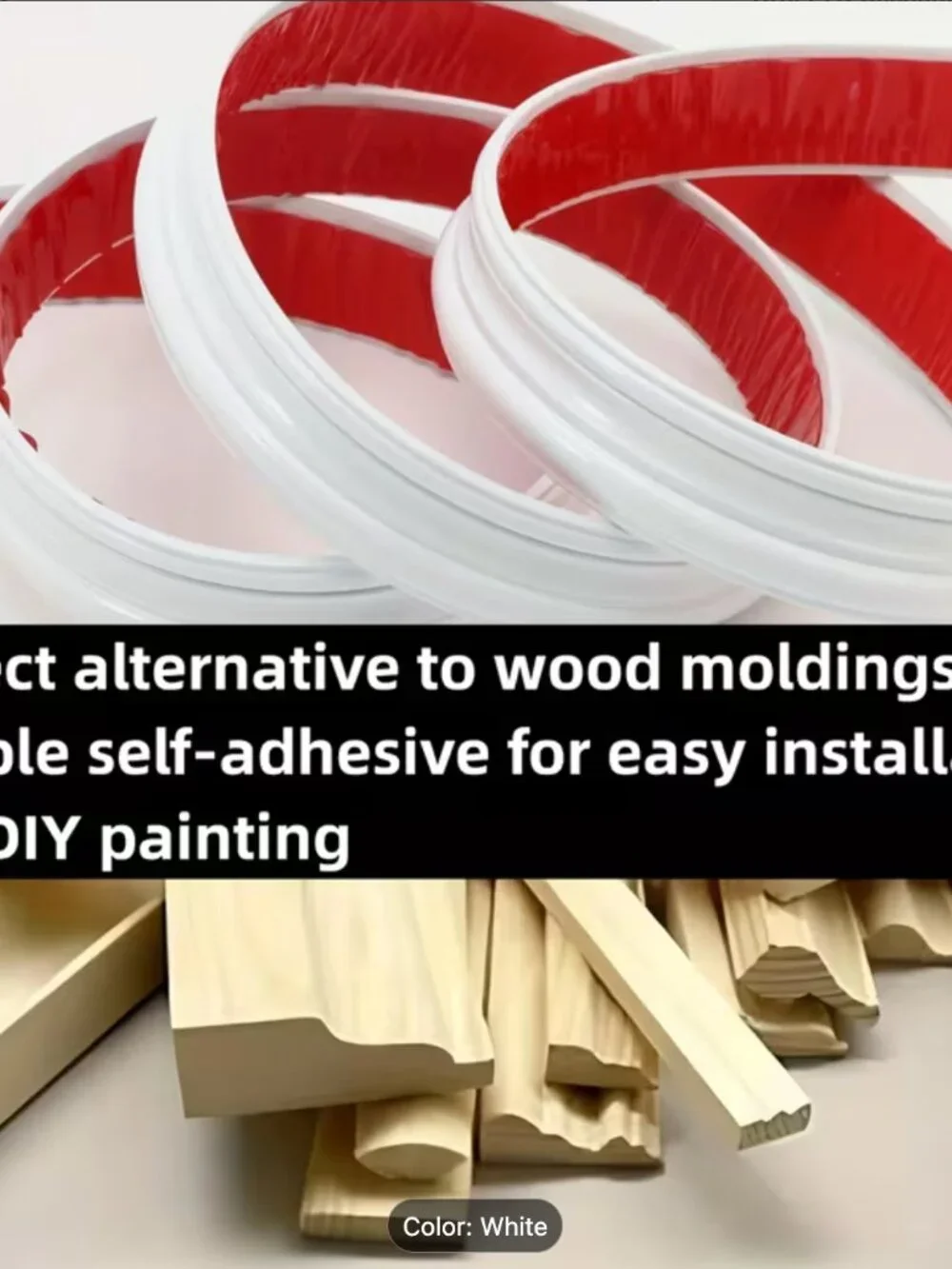 Peel and Stick Wall Molding Trim, Flexible Strip for Mirror Frame, Chair Rail